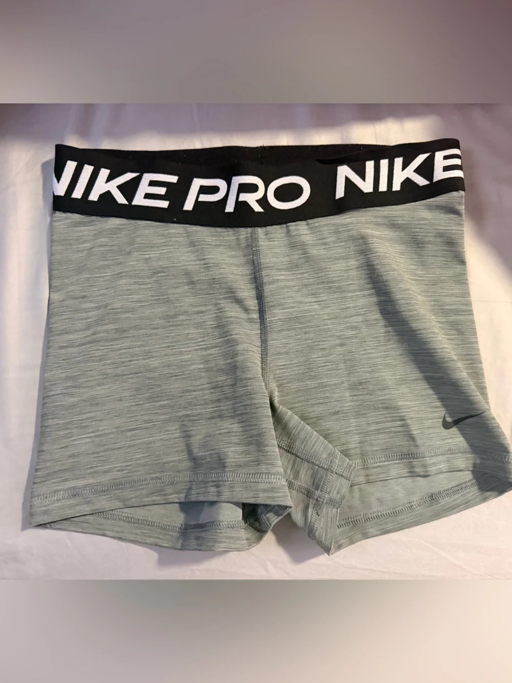 Nike Women’s Heather Sage Athletic Shorts with Black NIKE PRO Waistband